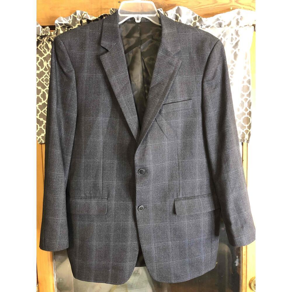 Andrew Fezza Gray Checked Pattern 2 Button Notched Lapel Blazer Jacket 42R